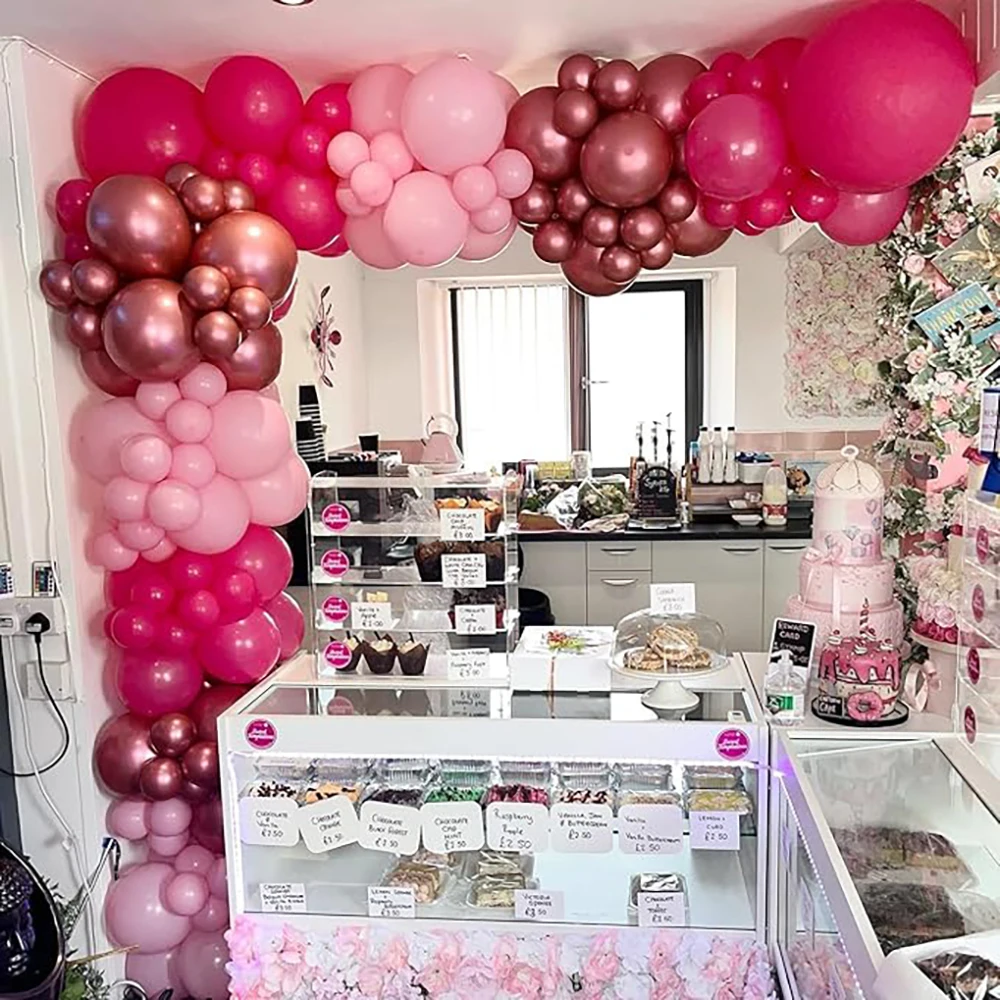 134pcs Pink Balloons Arch Kit Hot Red Rose Gold Balloon Garland Girl Princess Theme Birthday Party Baby Shower Decoration Globos