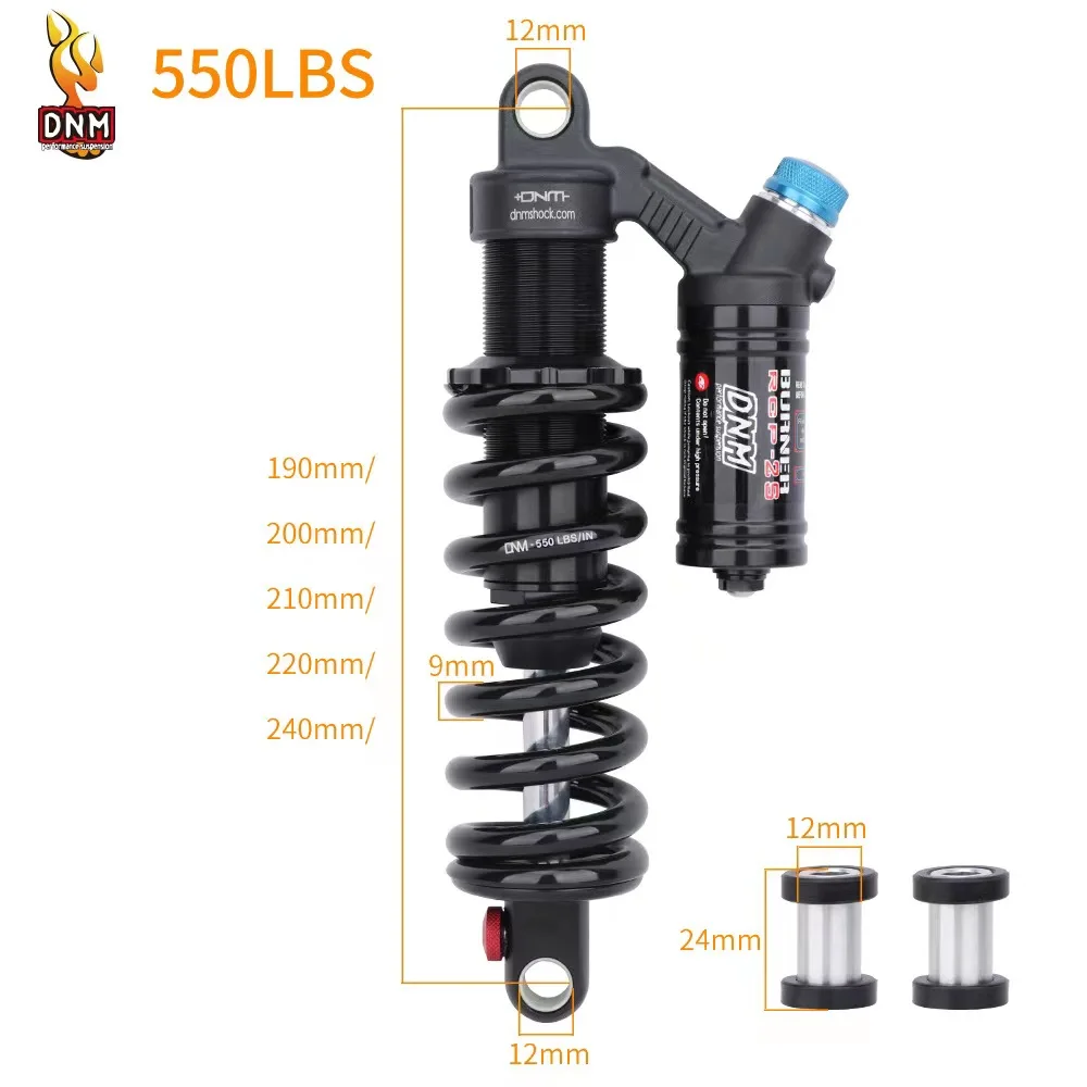 DNM RCP2S 자전거 충격 흡수 장치 자전거 리어 서스펜션 스프링 MTB 내리막 충격, 190mm 200m 220mm 240mm 265mm