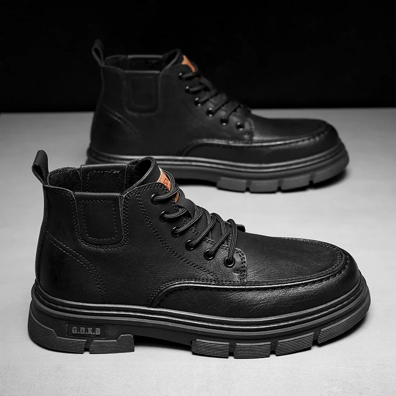 

Men's Chukka Boots Waterproof Leather Casual Lace Up Ankle Oxford Boots Daily Dress Shoes For Men