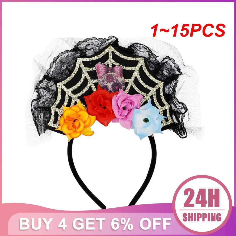 

1~15PCS Hairpin Holiday Accessories Exquisite Halloween Headband Ghost Party Headwear Fashionable Intricate Lace Detail