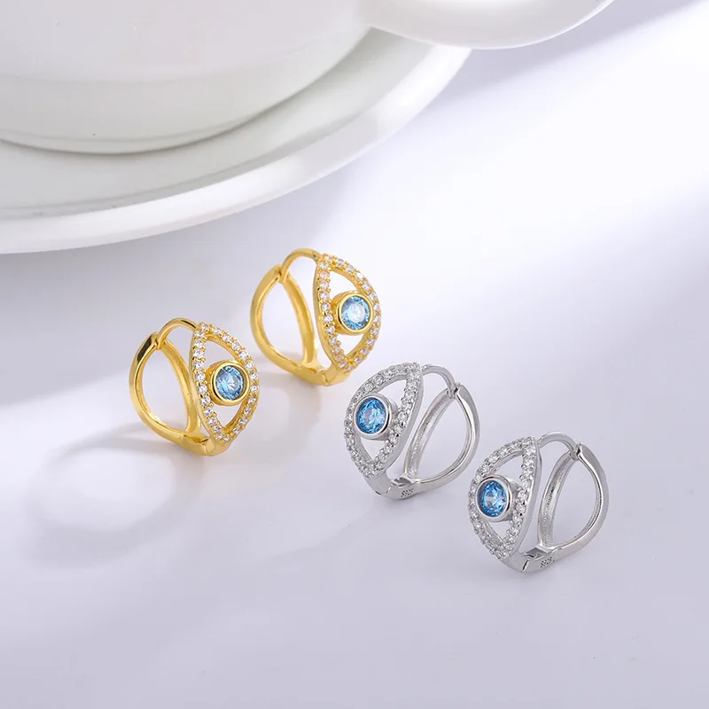 

Женские серьги в виде глаз дьявола из чистого серебра 925 пробы, бриллиантовый дизайн для уникального благородного стиля