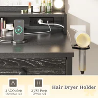 Vanity Desk with LED Lighted Mirror & Charging Staion 5 Fabric Drawers Makeup Vanity Table for Bedroom Dorm 5