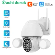 

Tuya PTZ Camera 3MP 5MP full color night vision double lamp lighting wifi courtyard camera automatic tracking Security camera