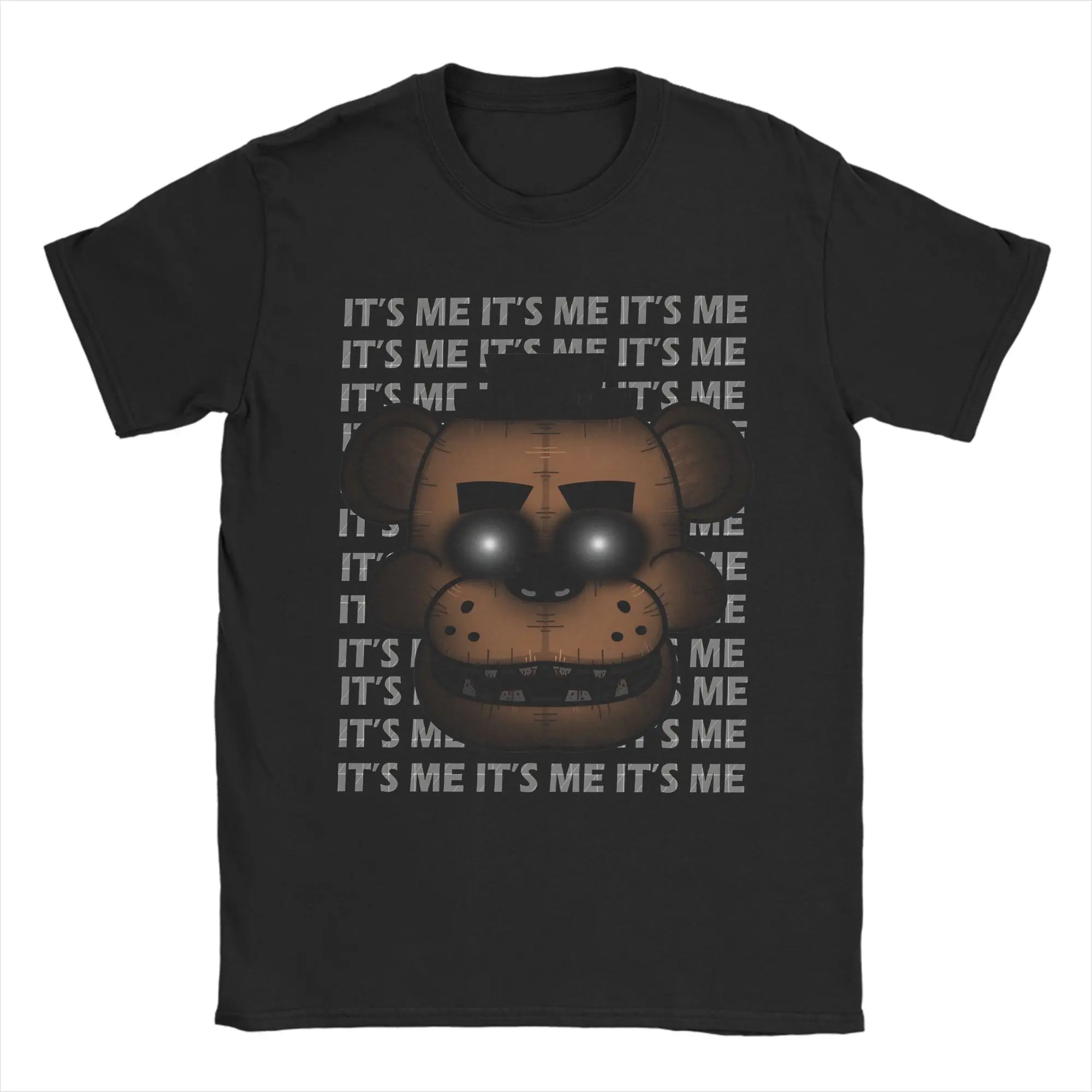 Men's Pure Cotton FNAF Freddy's Humor Crewneck T-Shirt - Short Sleeve Plus Size Top