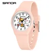 Fashion Sanda 6139 Student Quartz Watch Creative Cute Cartoon Wealth Cat Silicone Strap Wristwatch For Boys And Girls Clock Gift 1