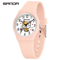 Fashion Sanda 6139 Student Quartz Watch Creative Cute Cartoon Wealth Cat Silicone Strap Wristwatch For Boys And Girls Clock Gift 1