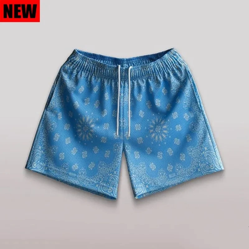 남녀공용 메쉬 스포츠 반바지, 해변 캐쥬얼 바지, 빠른 건조 쿼터 팬츠, 여름 패션, 2024 신상