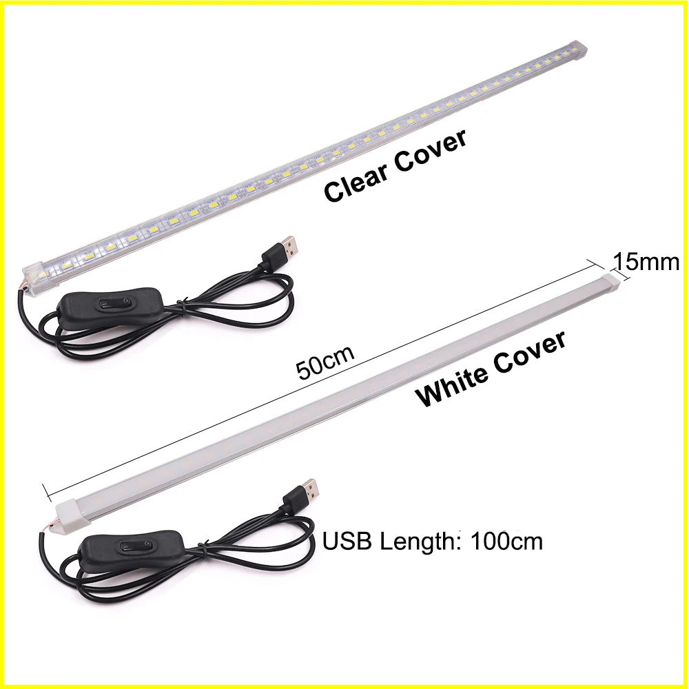 USB LED Bar Lights LED Light LED Cabinet Light LED Light Bar 5V 5630 LED Rigid Strip Light with Switch Under Cabinet Wardrobe Kitchen Room Lighting Lamp 10/20/35/40/50cm