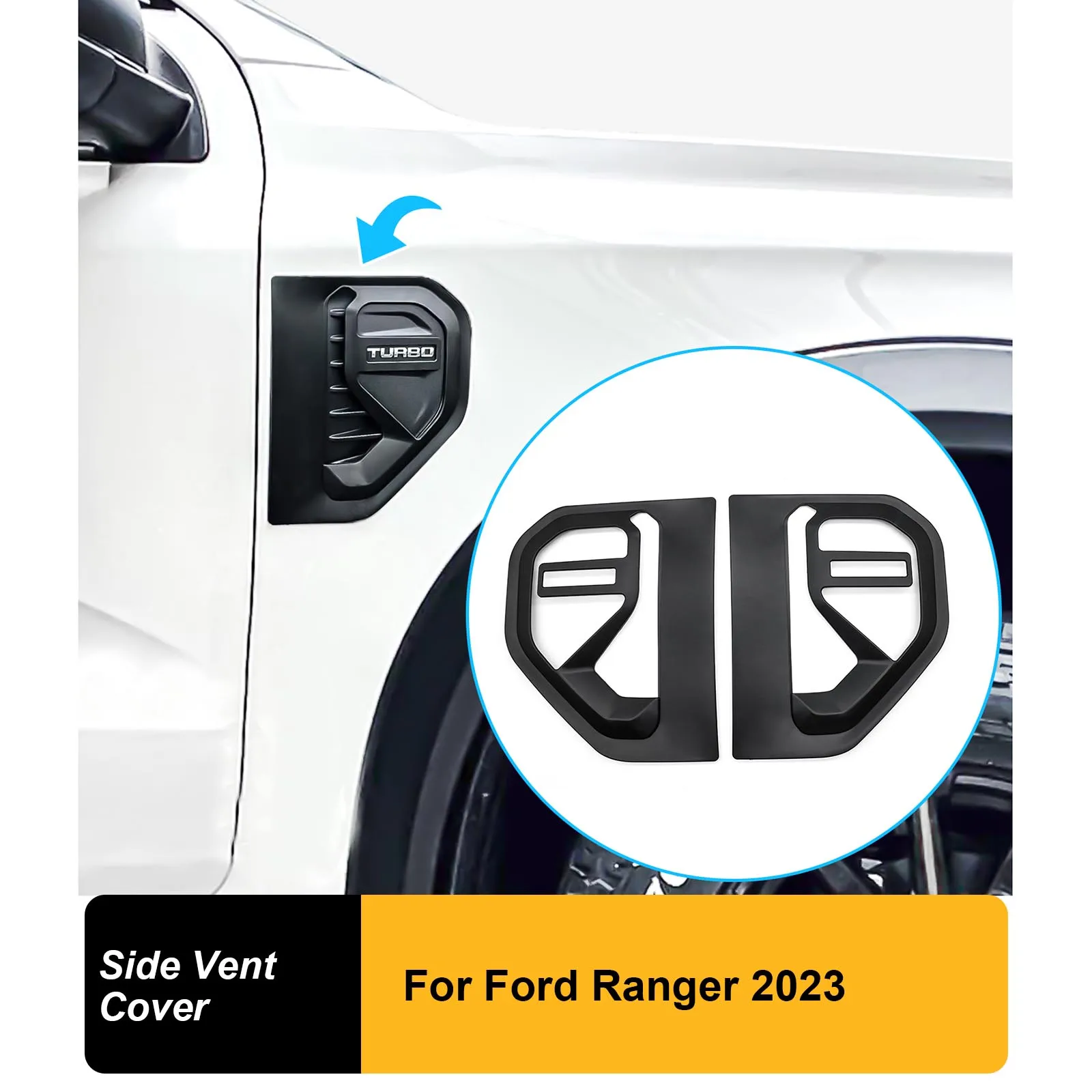 

Side Vent Cover Matte Black Guard Next Gen Accessries For Ford Ranger Wildtrak T9 2022 2023 Sport XLT XL For Turbo Only
