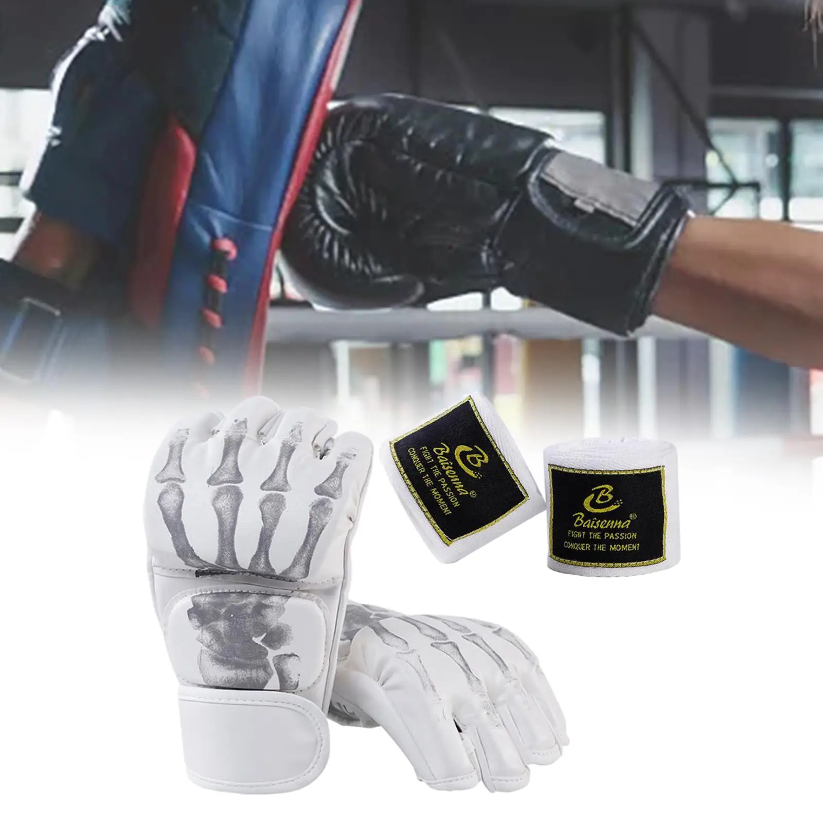 Half Finger Boxing Gloves Sparring Gloves Open Palms MMA Gloves Boxing Fight