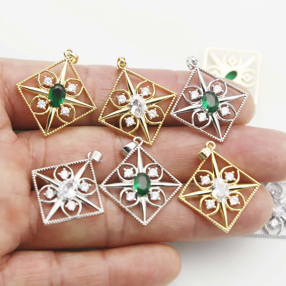 Selling Alloy Diamond Pendant Inset Zircon Electroplating Pendant Diy Bracelet Earring Accessories Wholesale 12Pcs Free Shipping