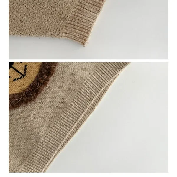 Autumn Winter Kids Cartoon Lion Knitted Sweater Baby Girl Thicken Casual Warm Pullover Knitwear Boys Children Retro Tops Clothes baby girls sweater