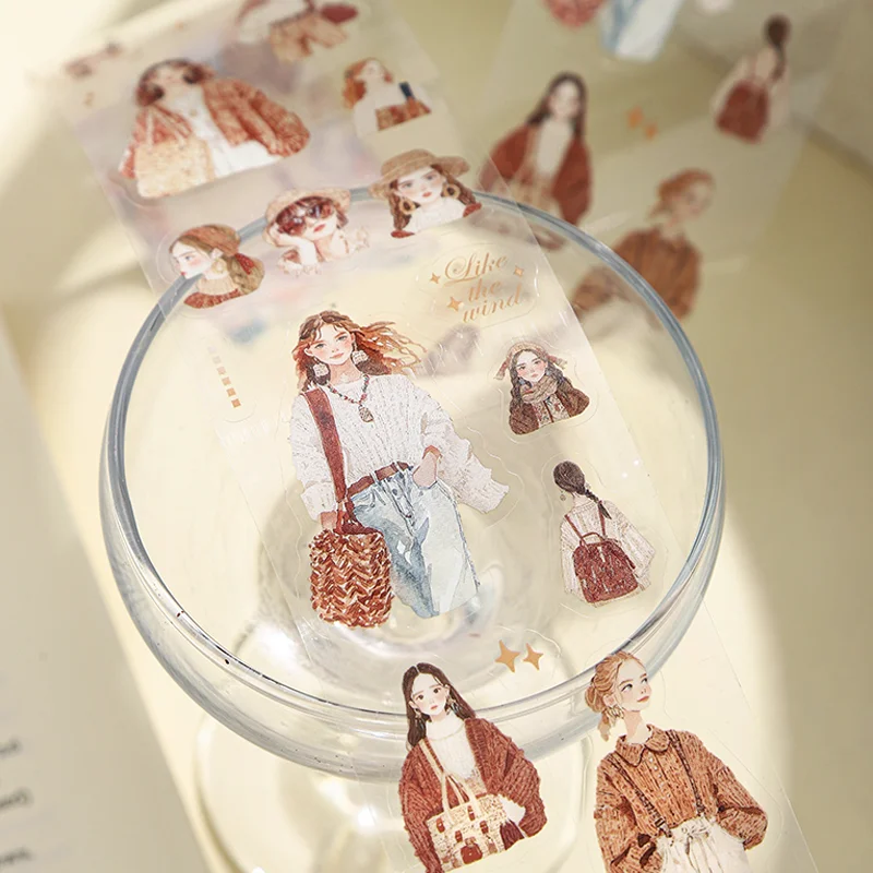 미스터페이퍼 200cm/롤 로맨틱 보헤미안 시리즈 PET 와시 테이프 세트 빈티지 보헤미안 풍경 장식 (저널, 스크랩북, DIY용)