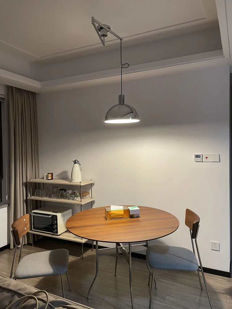 

Dining room lamp movable long pole single head chandelier medieval Bauhaus kitchen table lamp designer bedroom study lamp