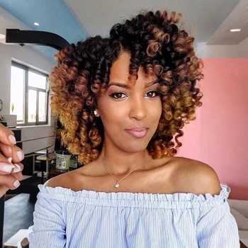 1-4Packs 2X Ringlet Wand Curl Jamaican Bounce 8inch Synthetic Wand Curl Twist Braids Hair Crochet Curly Hair Extensions 20 Roots 1