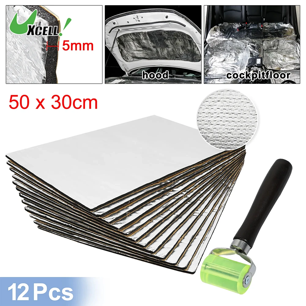 50X30cm Car Sound Deadening Mat Aluminum Foam Auto Noise Insulation Anti Heat 5mm 10mm With Roller Push Installer Tool sound proof mat sound insulation mat sound deadener mat heat insulation mat