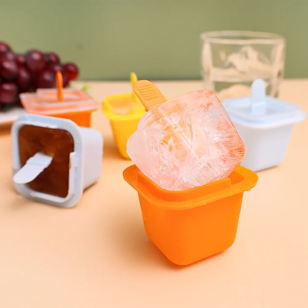 Description Picture 5 of itemSquare Ice Cube Molds Food Grade Silicone Ice Cream Mould Tray with Popsicle Stick DIY Jelly Pudding Summer Ice Drink Ball Maker