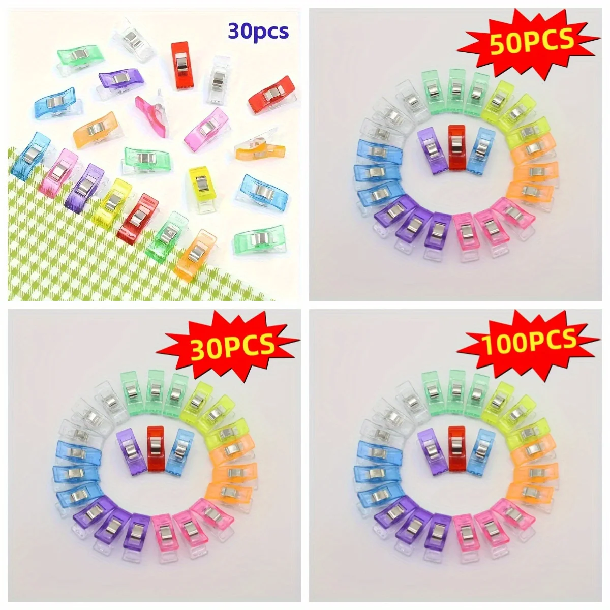 30/50/100 Colorful Plastic Edging Clip Sewing Clip Underwear Tie Universal Clothing Auxiliary Tool for Handmade Crafts