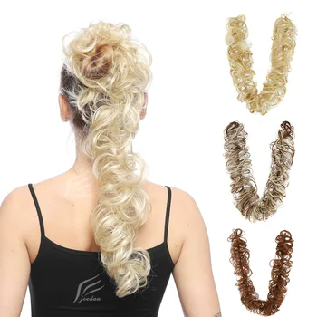 jeedou Long Curly Hair Chignon Messy Bun Synthetic Hair Extension With Elastic Band Fake Hairpieces For Women