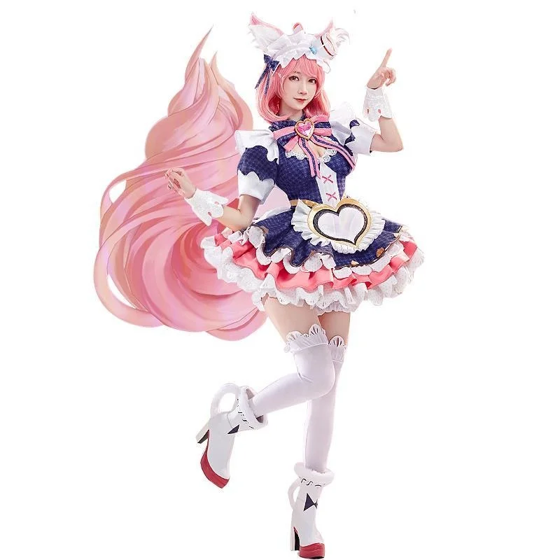 

Meow house shop King glory cos clothes maid Clothes Pink and blue coffee Daji Cosplay game anime clothes female
