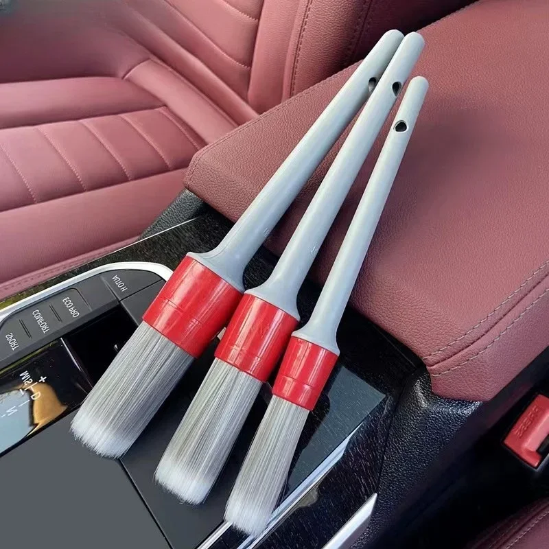 Premium 3-Piece Interior Detail Brush Set with Boar Hair Bristles