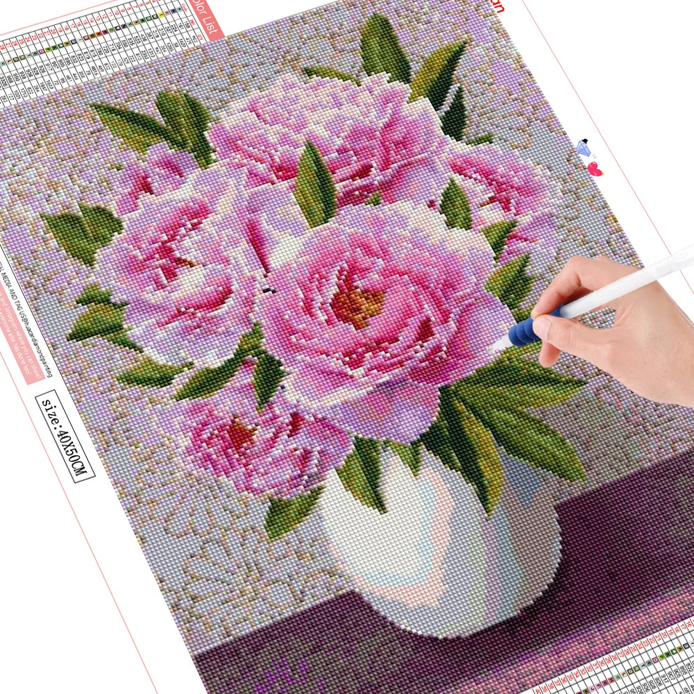 HUACAN Diamond Painting Peony Full Square/Round Drill Diamond Embroidery Flower Cross Stitch 5D DIY Mosaic Sale Wall Art
