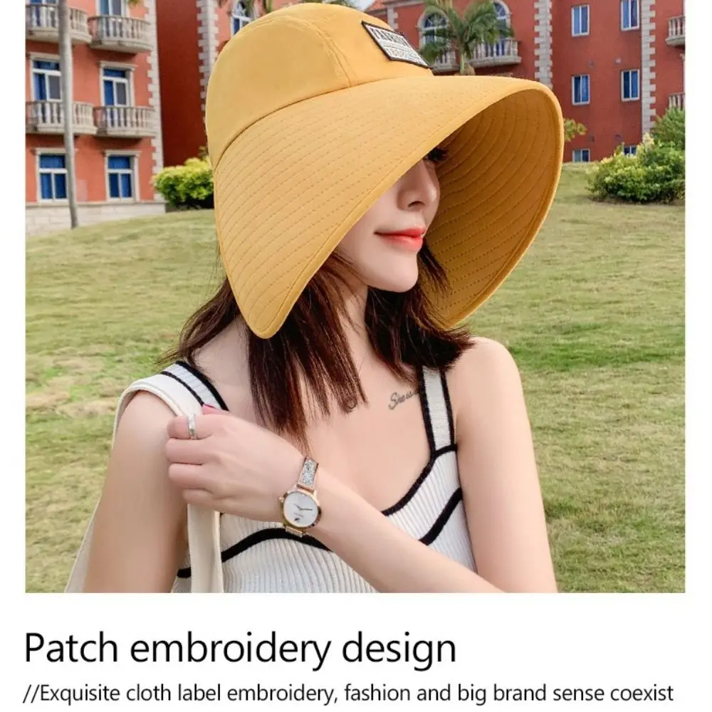 UV Protection Women Hat Fashionable Sun Protection Big Brim Beach Sunhats Visor Breathable Bucket Hat Travel Bucket Hat 4
