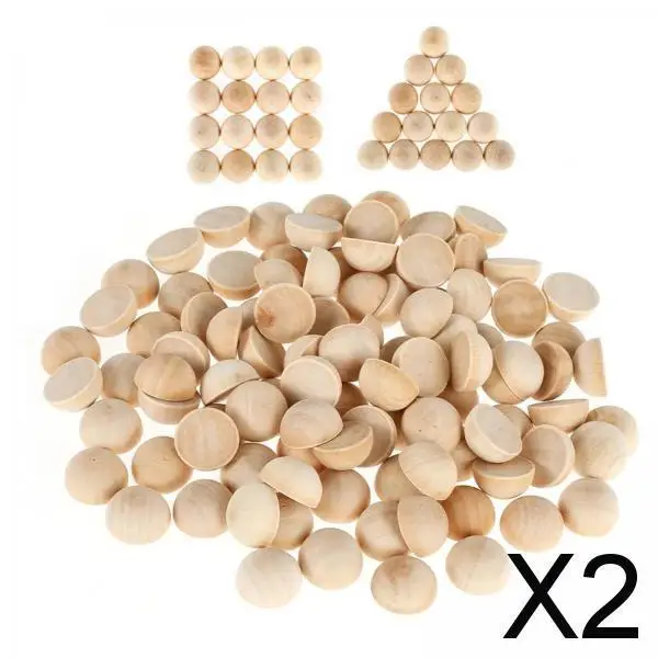 

2x100Pcs Unfinished Half Wood Beads Wood Half Beads for Paint DIY Projects