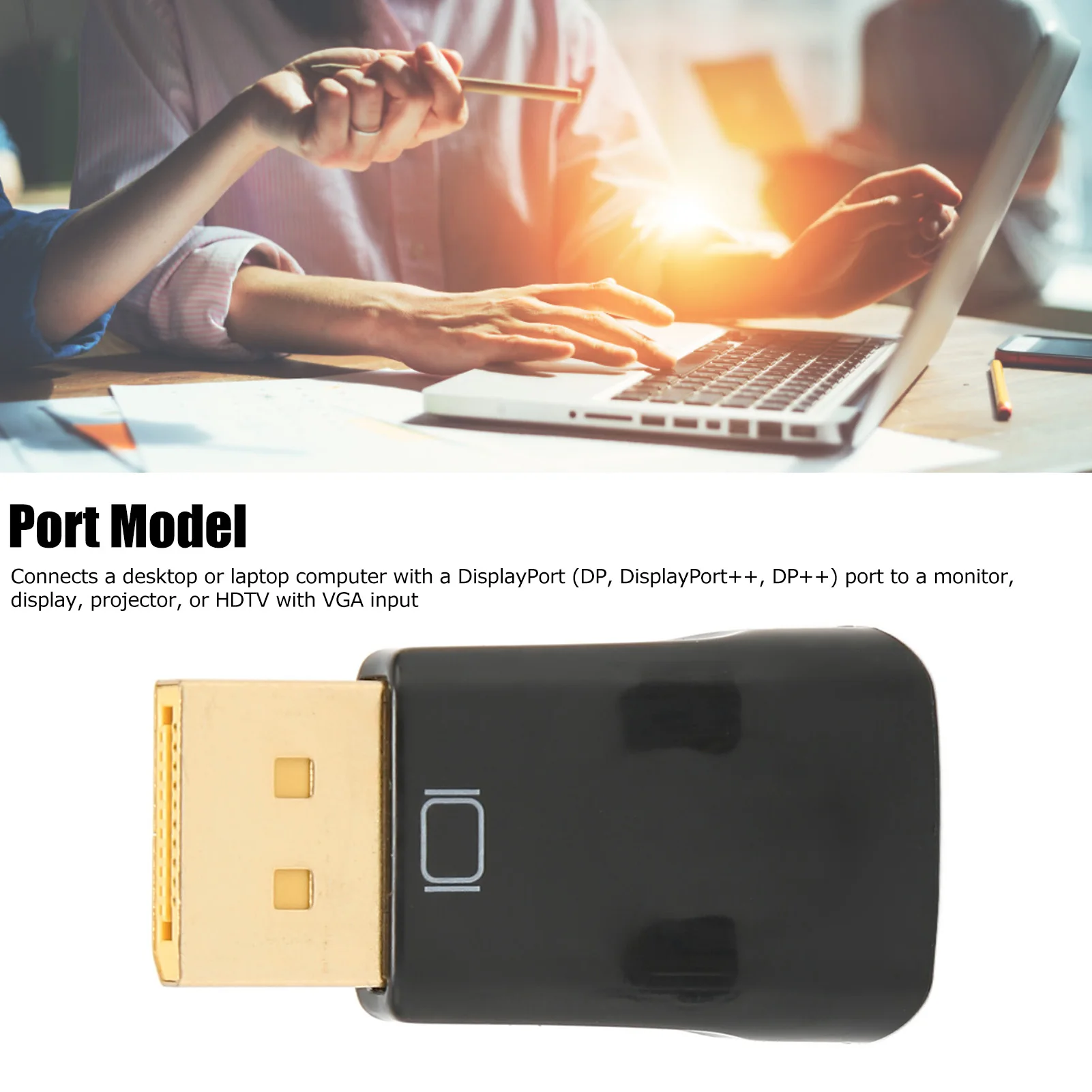 DP To VGA Adapter DP To VGA Connector Adapter Male To Female 1920x1080 60Hz Extended Mode Mirror Mode for Monitor for Computer