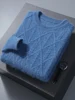 100% Mink Cashmere Autumn Winter Men O-Neck Sweater Cable Knitting Thick Pullover High Quality Smart Casual Cashmere Knitwear 4