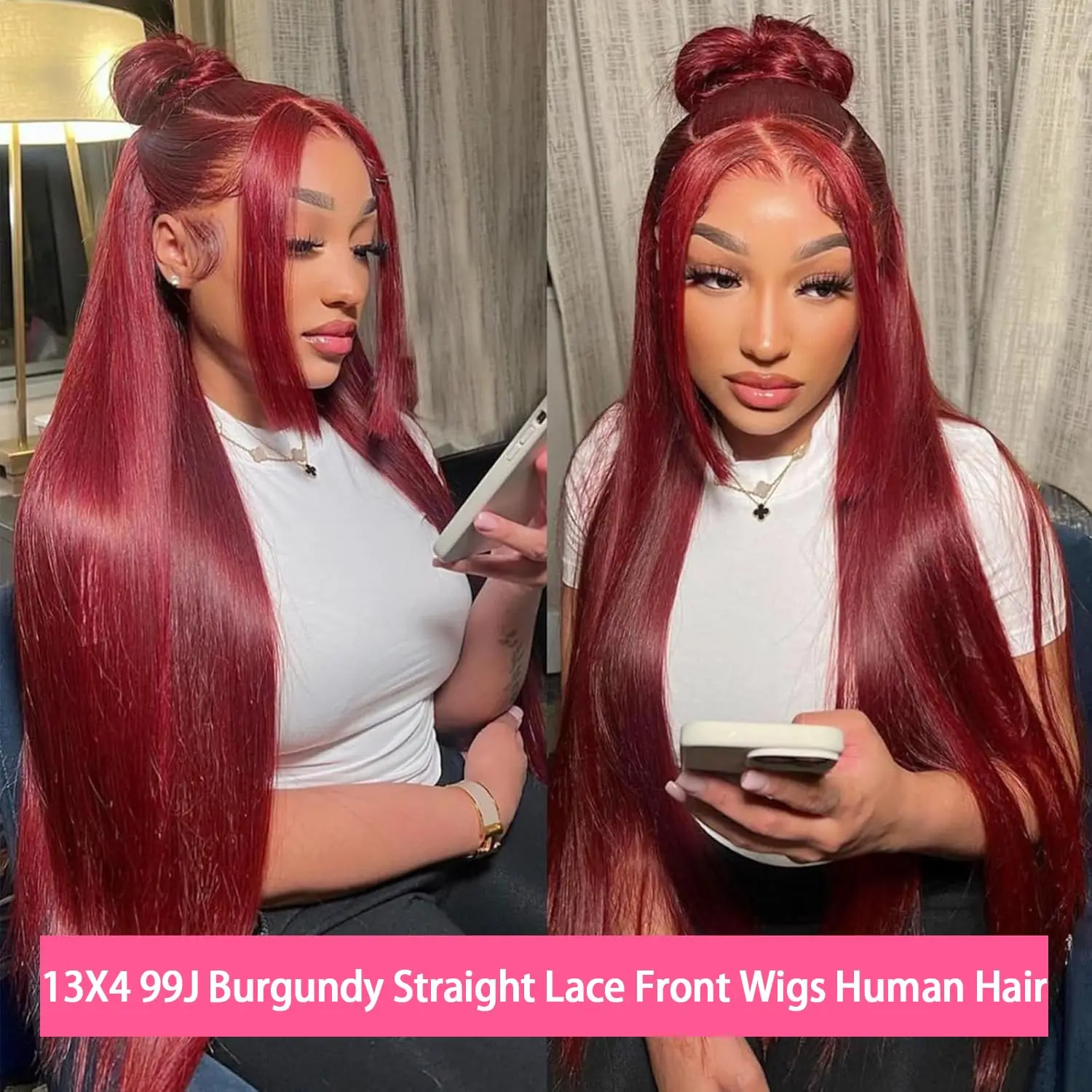 13x4 Burgundy Wig Human Hair 99J Burgundy Lace Front Wigs for Black Women 28 Inch 13x4 HD Lace Straight Burgundy Human Hair Wig