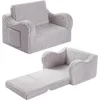 Kids Chairs for Toddler, 2-in-1 Toddler Soft Sherpa Couch Fold Out, Convertible Sofa to Lounger for Girls and Boys, Grey 1