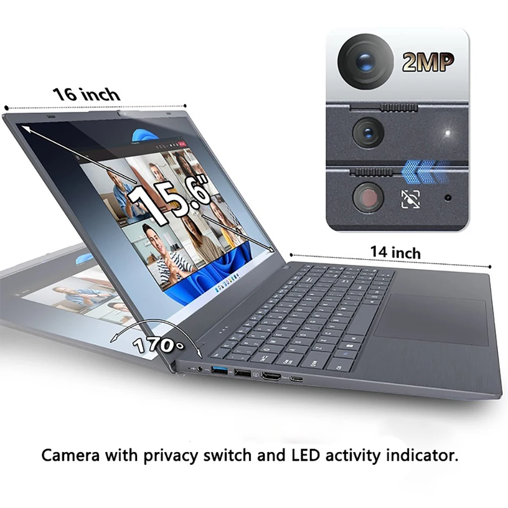 Laptop 15.6 Inch Intel I5-1035G1 16GB RAM 2TB SSD DDR4 HD Camera Fingerprint Unlock 4 Cores 8 Threads 3.6 GHz 5G Wifi Computer 5