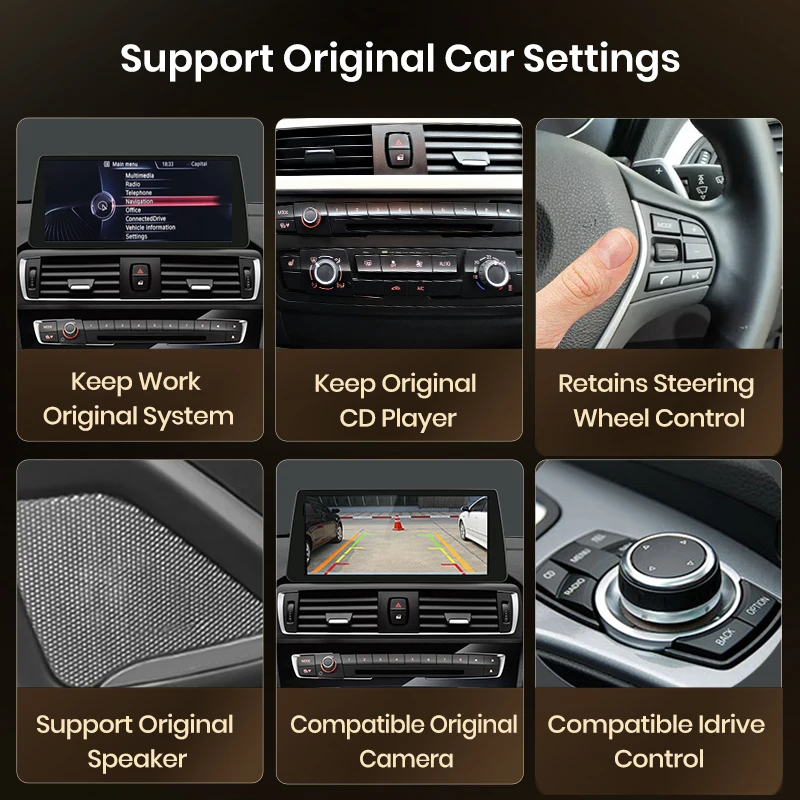 Radio de Coche Junsun con CarPlay Inalámbrico y Android Auto para BMW F20 F21 F22 F30 F31 F32 F33 F34 F36 2012-2017, Sistema Inteligente Estéreo 3