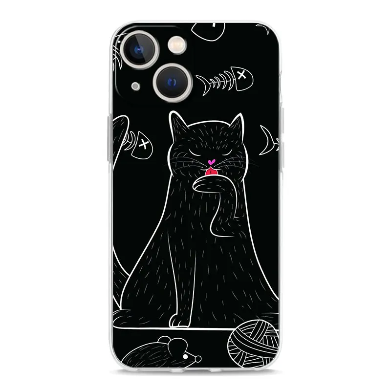 Enhance your device with the Black Cat Shockproof Silicone Phone Case - Soft, Stylish, and Durable Cover