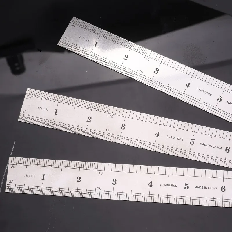 1/2/4PCS 스테인레스 스틸 직선 자 양면 금속 스케일 측정 도구 홈 오피스 DIY 용품 15cm/20cm/30cm/50cm