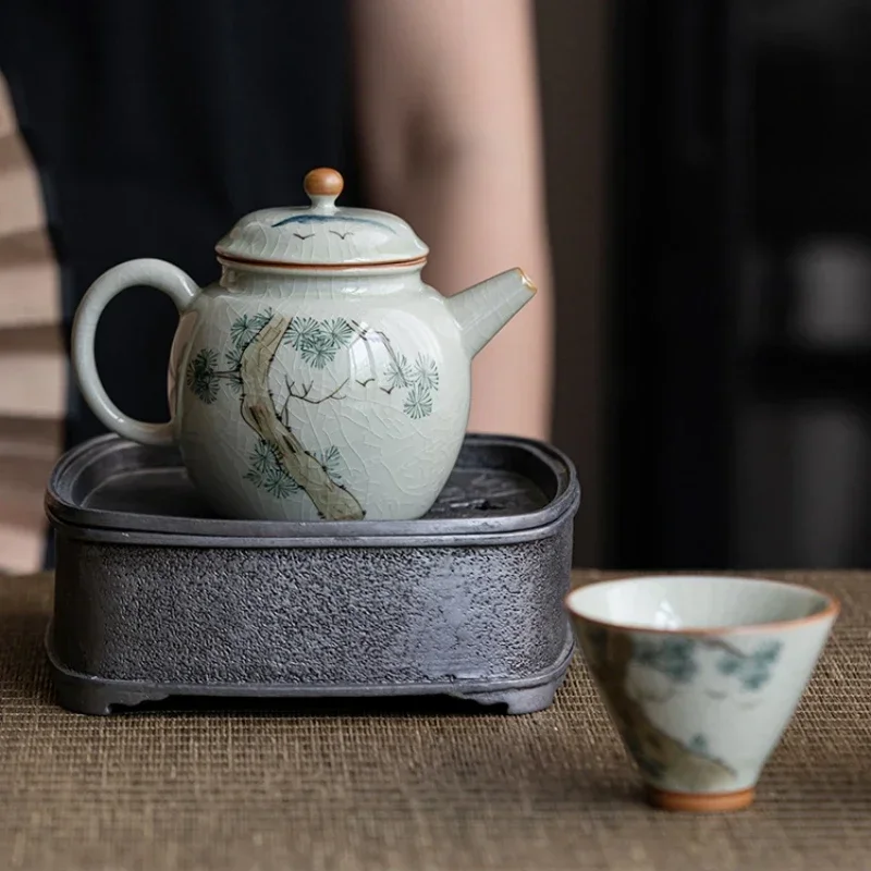 

Ручная роспись, чайник из сосны и фарфора, китайский керамический чайник для пермана, чайник, чайный набор для чайной церемонии, Молочный Улун, чай, чайный чайник