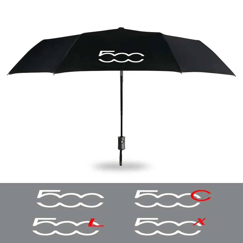Car Fully Automatic Folding Windproof Umbrella For Fiat 500 500C 2012 500X 500L Abarth Sunshade With Car Logo Umbrella Parasol