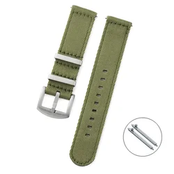 Premium Smooth Nylon Sport Watch Strap, Universal Canvas Replacement Band - 22mm (A2.Military green)