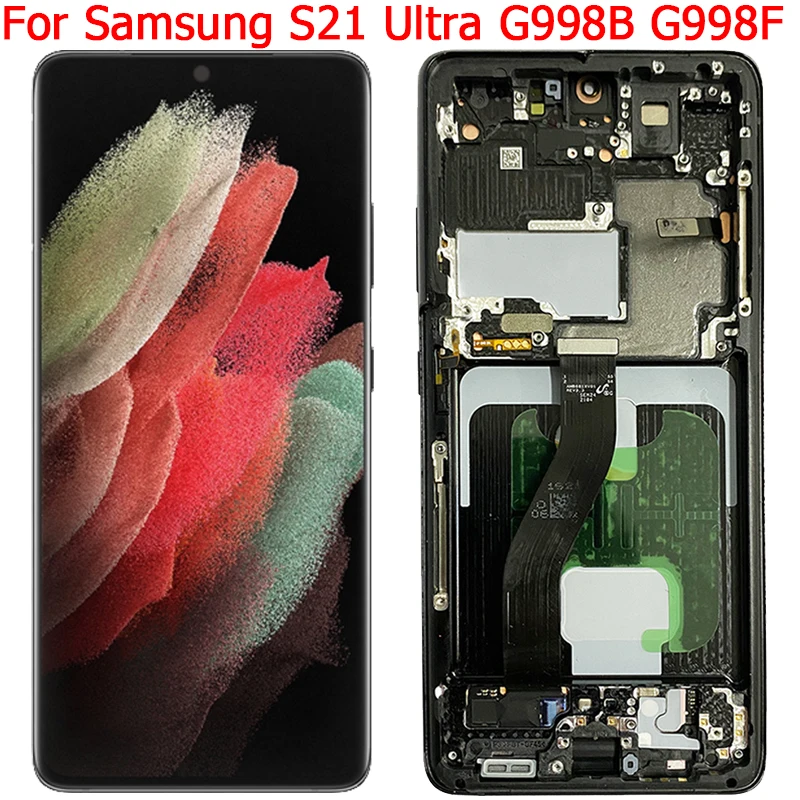 Per Samsung S21 Ultra Display Lcd Touch Screen Con Cornice 6.8 "S21 Ultra G998B G998F Display Parti Lcd
