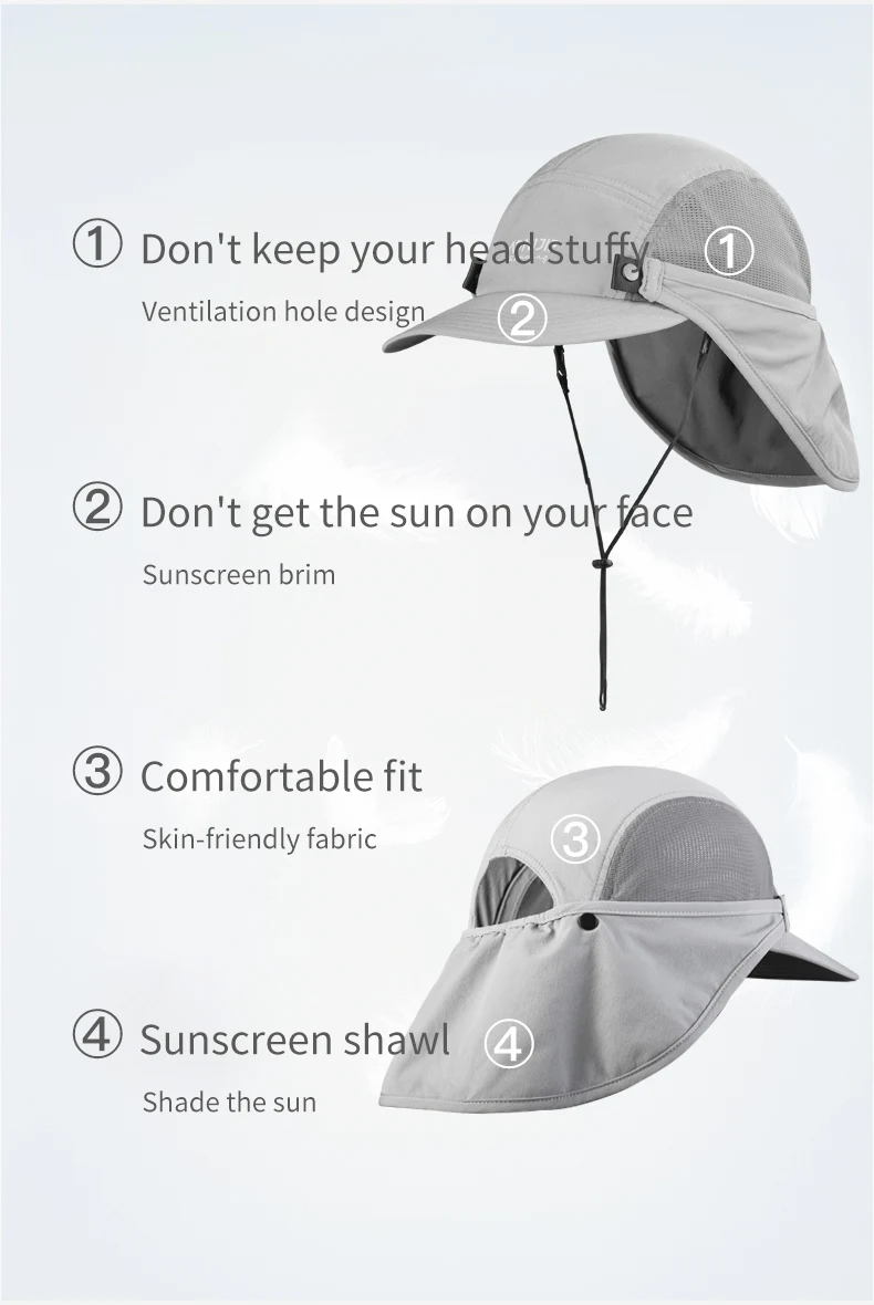 AONIJIE E4610 Unisex Sun Protection Cap Detachable Sunscreen Shawl Fishing Hat With Neck Flap Cover For Outdoor Hiking sun hats fisherman hat fishing hats