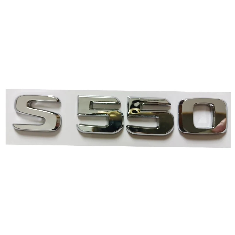 

Chrome Silver S550 Emblem Letters Flat ABS Plastic Car Trunk Rear Letters Badge Decal Sticker for Benz