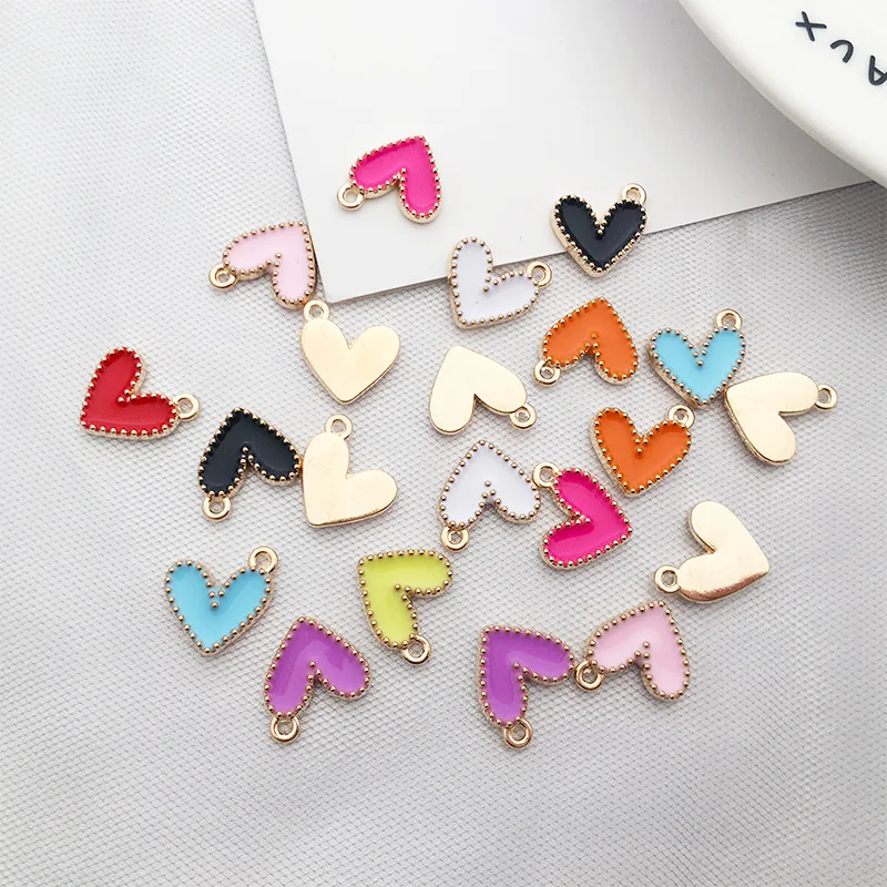

20Pcs 13x13mm Small Colorful Alloy Heart Charms Cute Love Pendants For DIY Bracelet Necklaces Jewelry Making Accessories