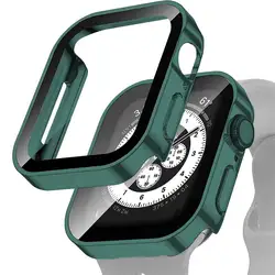 Premium Tempered Glass Smartwatch Protective Case with Durable Cover for 44mm (Official Green)