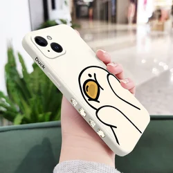 Charming Duck Silicone Phone Case Cover for iPhone 13 (White 1)