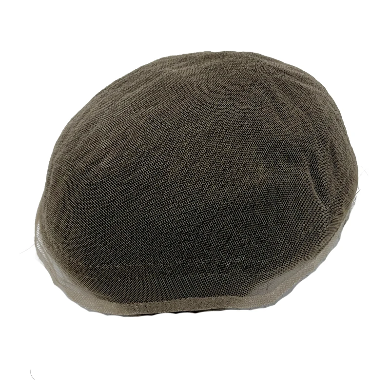 Bleached Knots Breathable Full Swiss Lace Natural Hair Line Hundred Percent Human Hair Prosthesis Men\'s Toupee