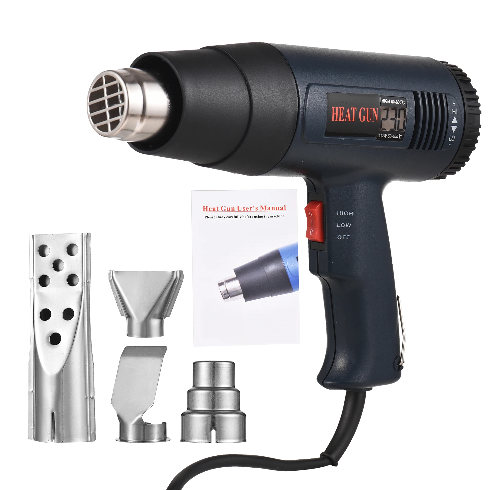 1800w Industrial Hot Air Gun Heat Gun Kit Lcd Digital Handheld Heat Blower  Electric Adjustable Temperature 60~600℃ Heat Gun Tool - Heat Gun -  AliExpress