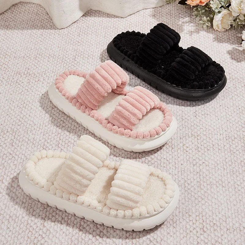 Winter Solid Linen Slippers 36-45size Women Home Slippers Household Cotton Non Slip Thick Mute Shoes Couple Indoor Slipper women slippers