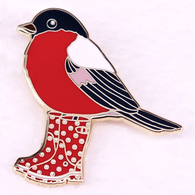 

Bird Wearing Boots Hard Enamel Pin Animal Lapel Badge Brooch for Jewelry Accessory Gifts for Friends Wholesale