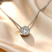 Moissanite Necklace 18K White Gold Plated Set Round Cut DColor VVS1 Diamond Solitaire Pendant Necklace Gifts for Lady Women Mom